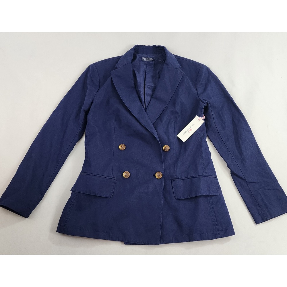 Vineyard Vines blazer jacket womens sz 2 blue button pockets $228 ladies